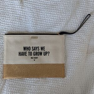 Kate Spade x Disney Parks Cream and Gold Zipper Pouch